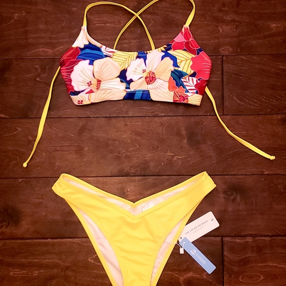 Floral Print Neon Bikini Set ~ Size S (4-6) - Picture 5 of 10